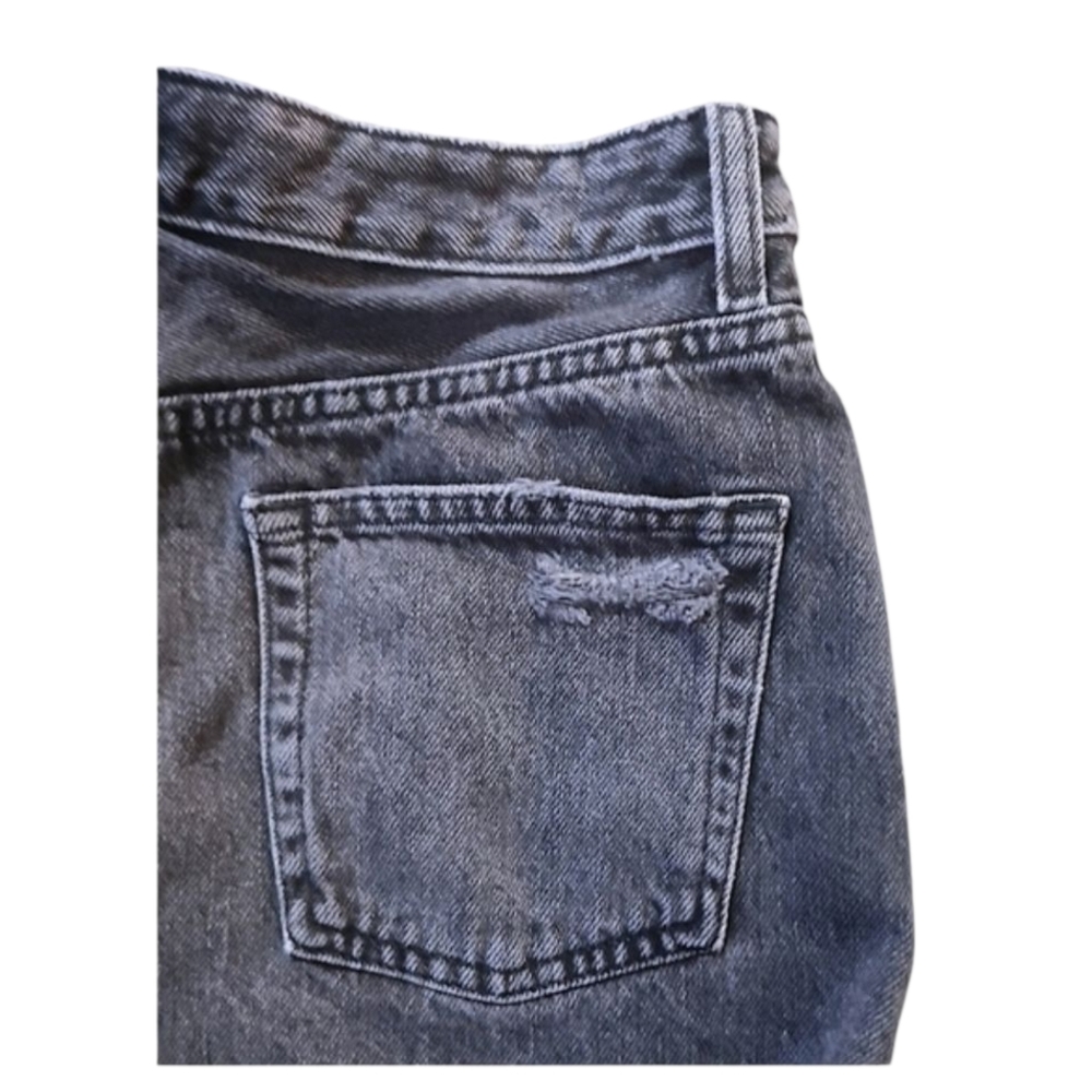 Topshop Blue Jean Shorts Distressed High-Waisted - Picture 4 of 5